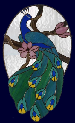peacock stained glass window